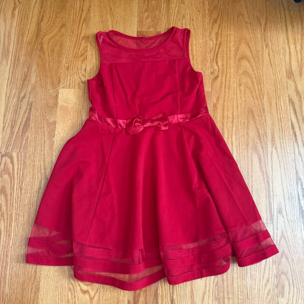 ⭐️Calvin Klein Red Sleeveless Party Dress with Bow Detail